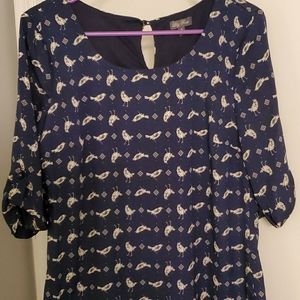 Shift dress w/bird print
